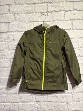 Kids Mountain Warehouse Olive Green Hooded Jacket with Yellow Trim Size 5/6